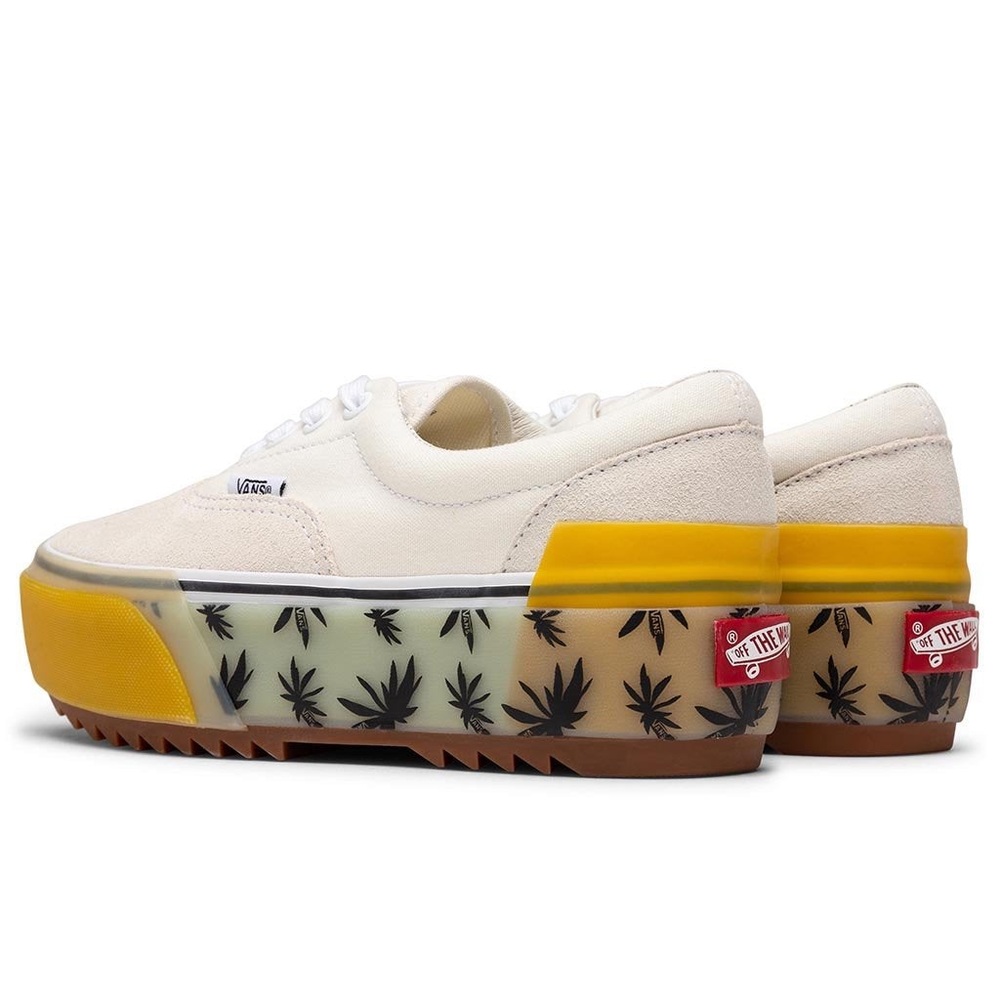 Vans Vault Women's Era Stacked LX Yellow Palm Blue White Shoes Platform Vans
